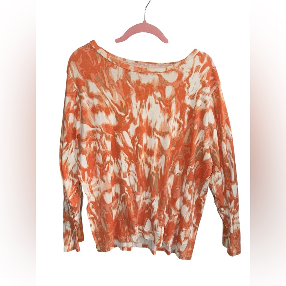 🔥3/$30 🔥 Relativity Orange and White Tie-Dye Women's Long Sleeve 3X